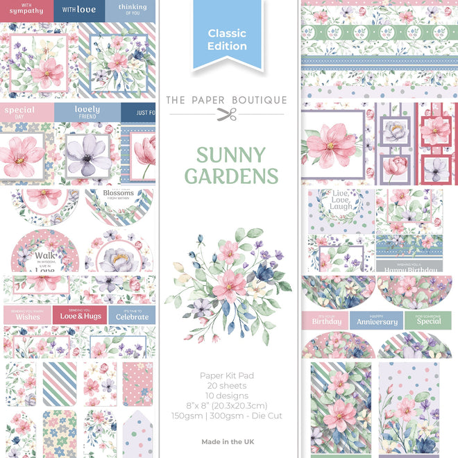 The Paper Boutique Sunny Gardens 8 in x 8 in Paper Kit Pad