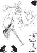 Pink Ink Designs Stork Mouse 3 in x 4 in Clear Stamp Set