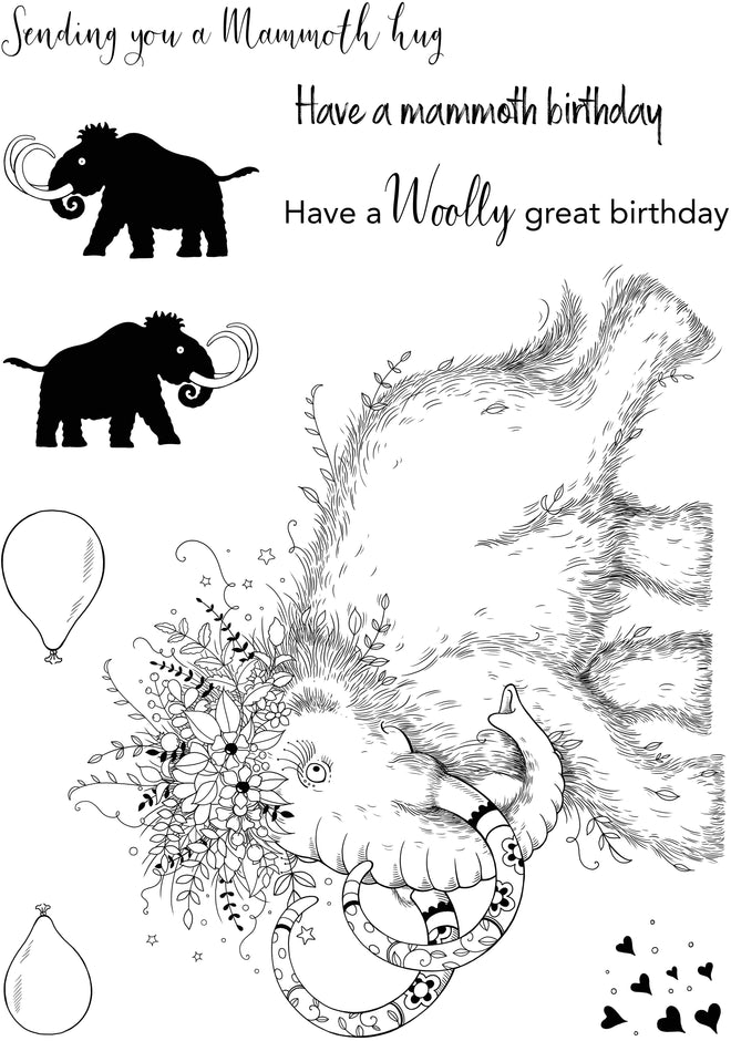 Pink Ink Designs Mammoth Hugs 6 in x 8 in Clear Stamp Set