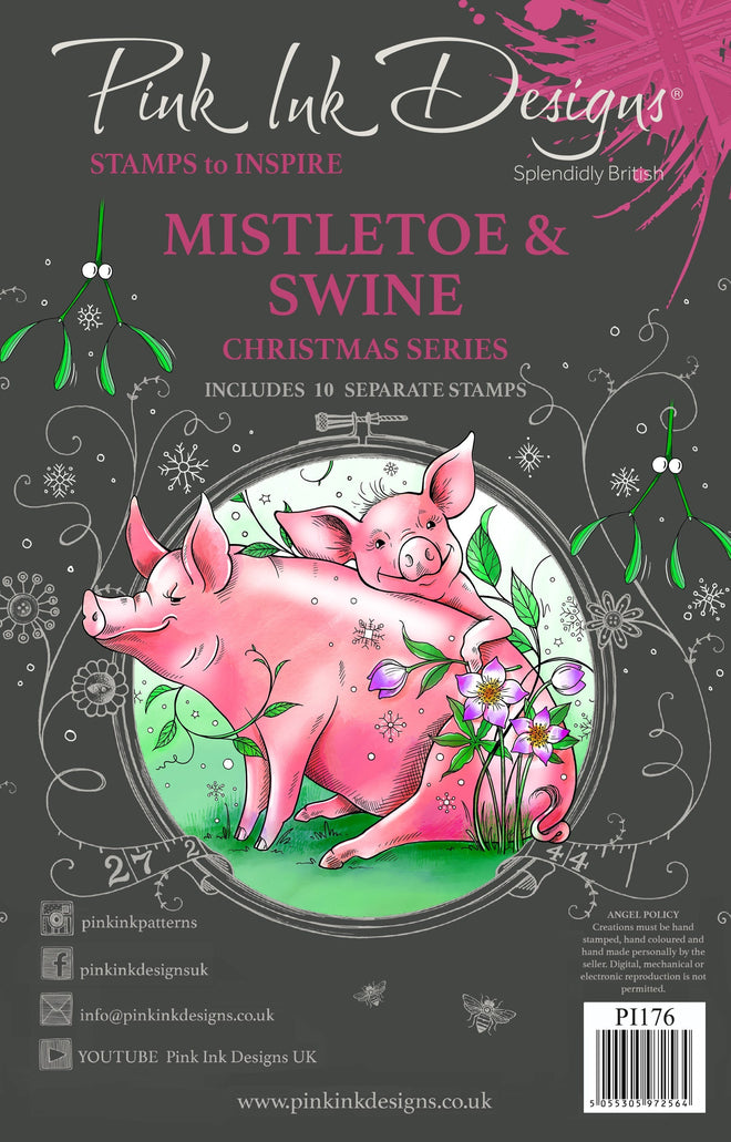 Pink Ink Designs Mistletoe & Swine 6 in x 8 in Clear Stamp Set