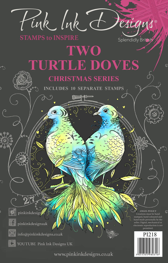 Pink Ink Designs Two Turtle Doves 6 in x 8 in Clear Stamp Set