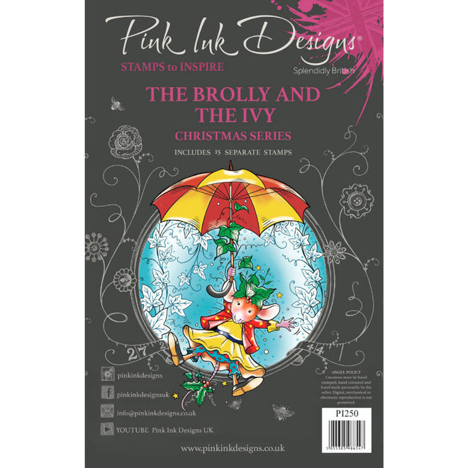 Pink Ink Designs The Brolly & The Ivy 6 in x 8 in Clear Stamp Set