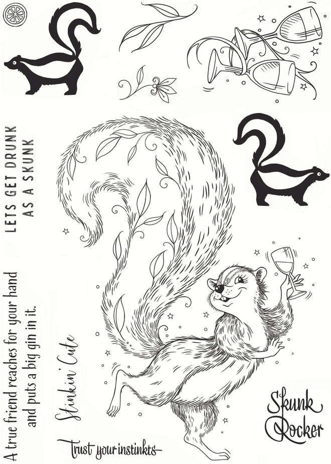 Pink Ink Designs Stinkin' Cute 6 in x 8 in Clear Stamp Set