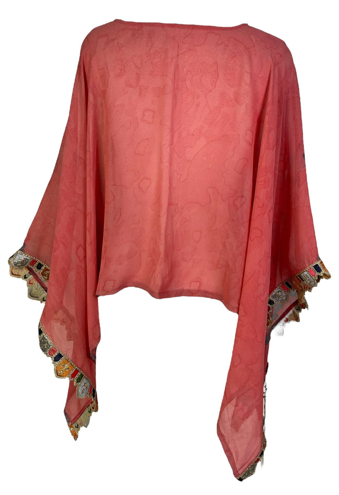 PRG7263 Sheer Avatar Pure Silk Capelet Poncho