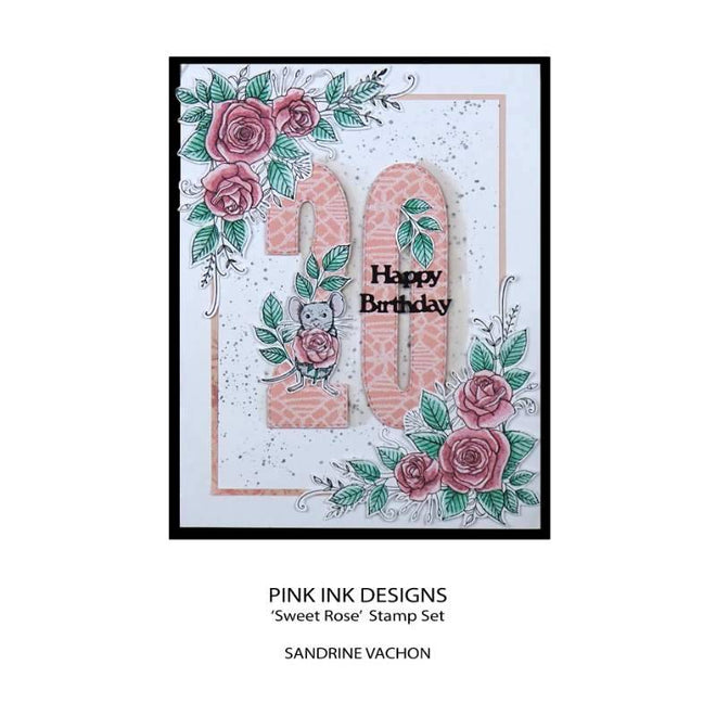 Pink Ink Designs Sweet Rose 6 in x 8 in Clear Stamp Set