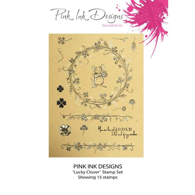 Pink Ink Designs Lucky Clover 6 in x 8 in Clear Stamp Set