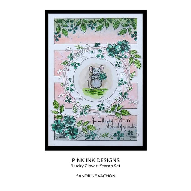 Pink Ink Designs Lucky Clover 6 in x 8 in Clear Stamp Set