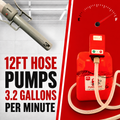 PUMPMATIC 12 FT HOSE + 5 Gallon Gas Can Combo Kit - 3.2 GPM - GAS, DIESEL, KEROSENE