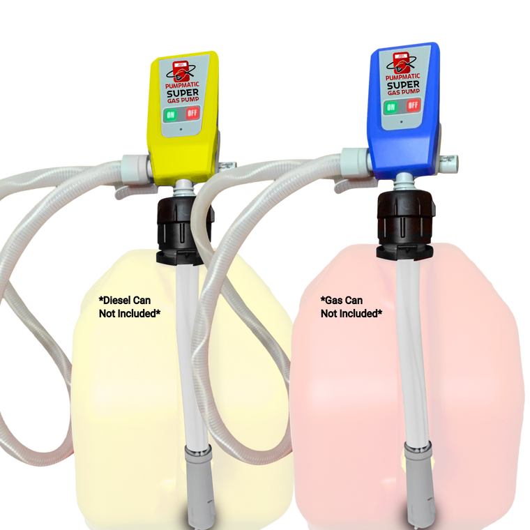 Gas & Diesel Pump Pack - PumpMatic Super Gas Pump Fuel Transfer Pump for Gas, Diesel, Kerosene + 3 Power Sources w/ 4.25ft Hose Siphon