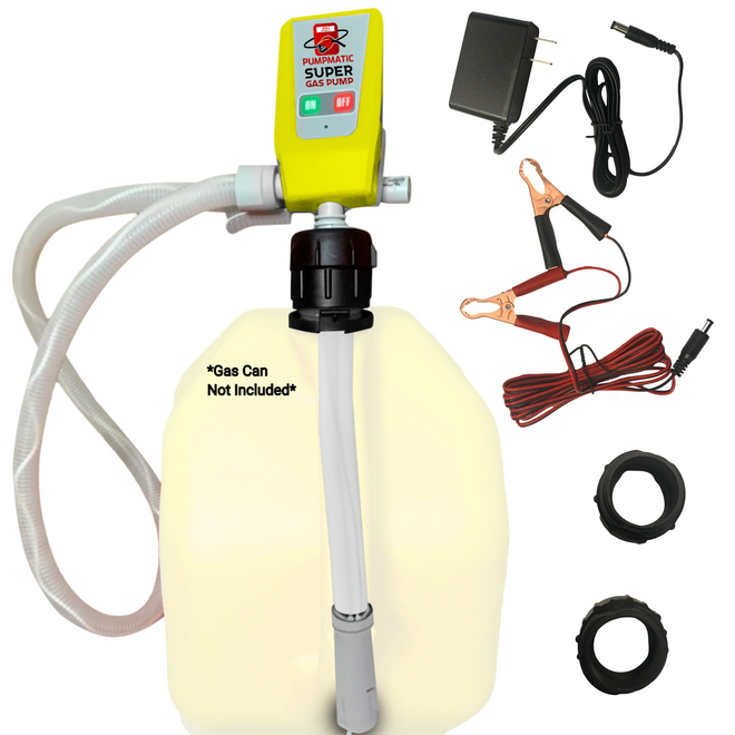 Diesel PumpMatic Super Gas Pump Fuel Transfer Pump + 3 Power Sources w/ 4.25ft Hose Siphon