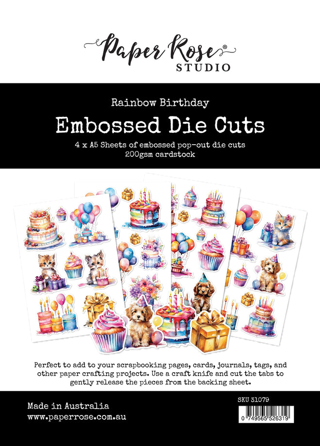 Rainbow Birthday Embossed Die Cuts 31079