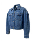 Roxanne - Women’s Cropped Pleated Sleeve Jacket Denim
