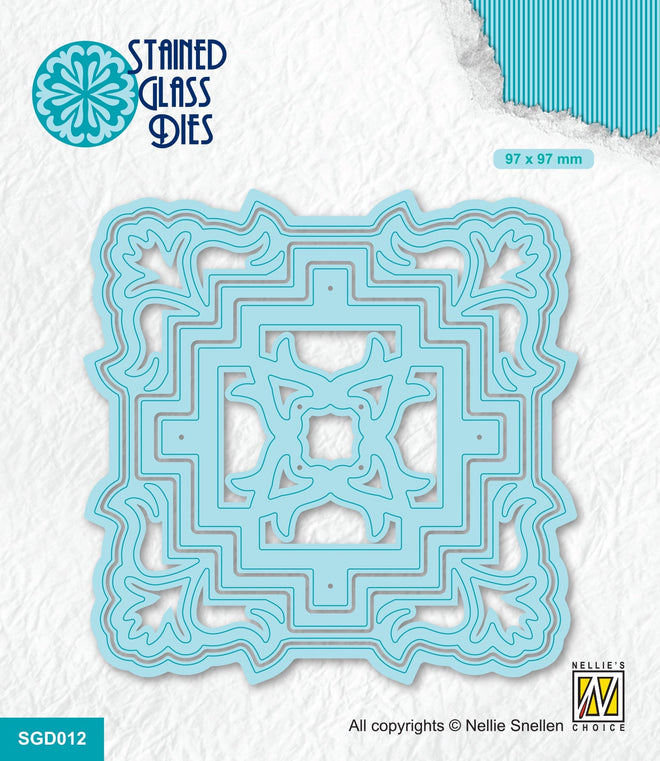 Nellie's Choice Stained Card Die - Square Flower Ornament 2