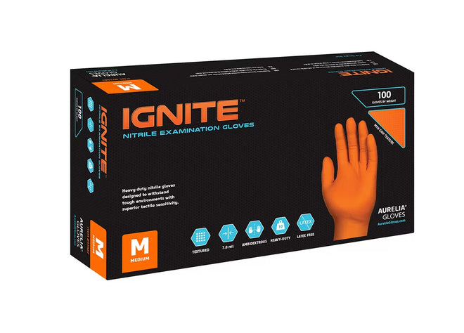 Aurelia Nitrile Ignite Orange Gloves 7.0 mil