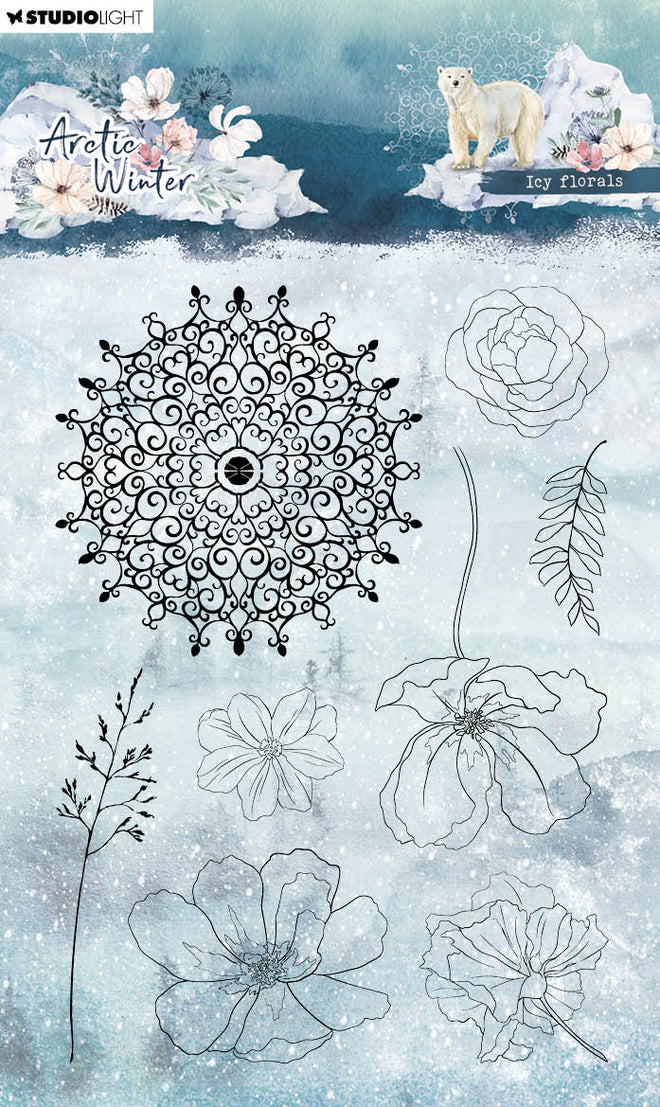 SL Clear Stamp Icy Florals Artic Winter 99x139x3mm 8 PC nr.583