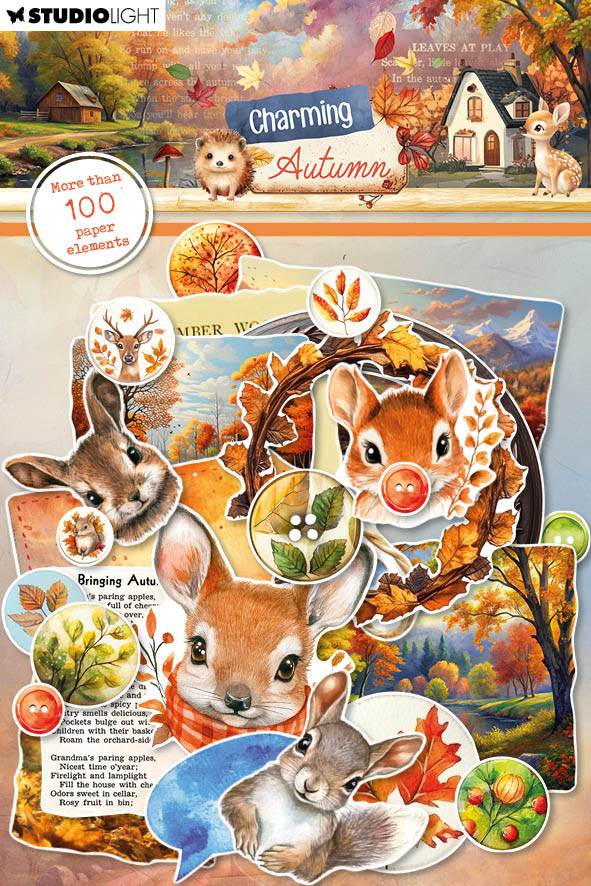SL Paper Elements Labels, Images & Animal Heads Charming Autumn 126 Pieces