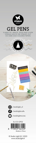 SL Gel Pens White, Gold and Silver 0.6mm Essentials 8x154x9mm 3 Pieces