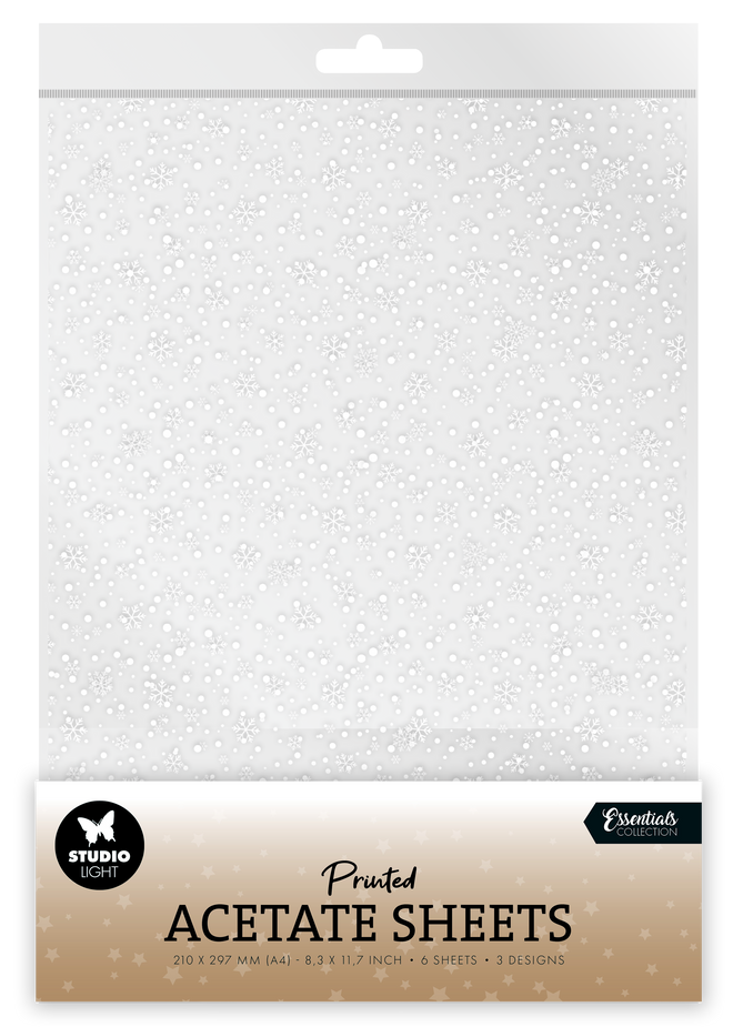 SL Acetate Sheet Snowflakes White Essentials 6 Sheets