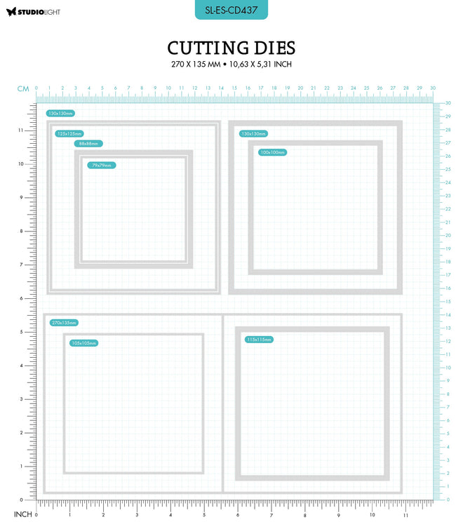 SL Cutting Dies Folded Card Square Essentials 270x135x1mm 9 PC nr.437