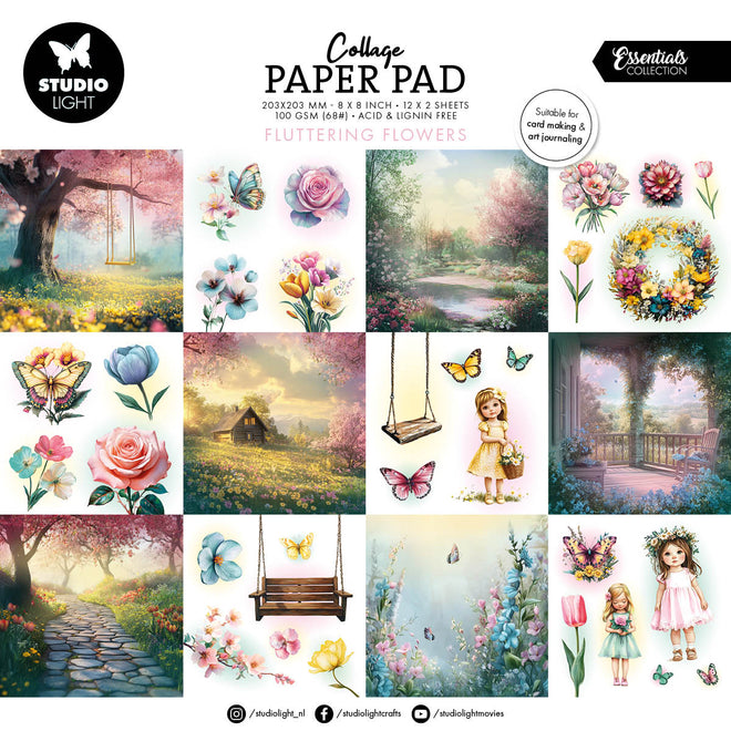 SL Collage Paper Pad Fluttering Flowers Essentials 24 Sheets