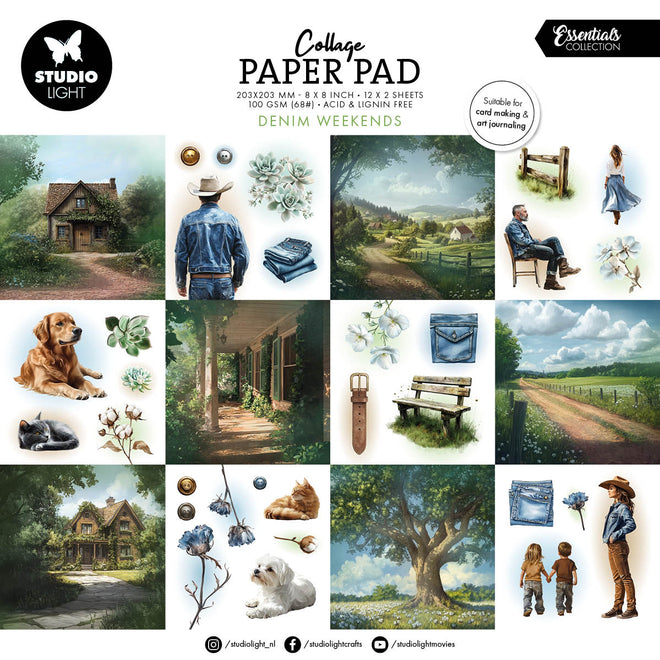 SL Collage Paper Pad Denim Weekends Essentials 203x203x5mm 24 Sheets