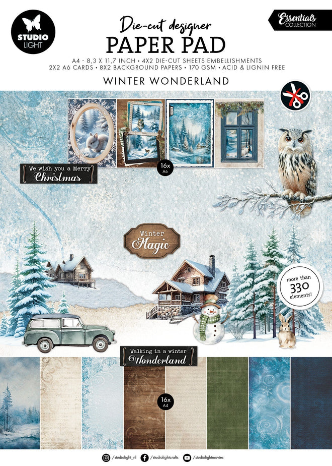 SL Die-Cut Paper Pad Winter Wonderland Essentials 28 Sheets