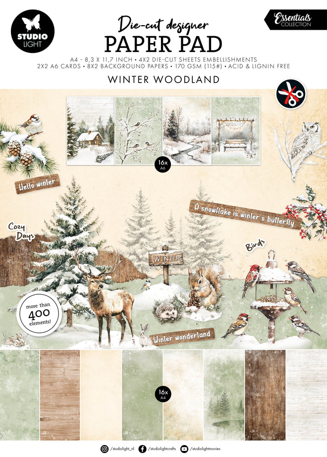 SL Die-Cut Designer Paper Pad Winter Woodland Essentials