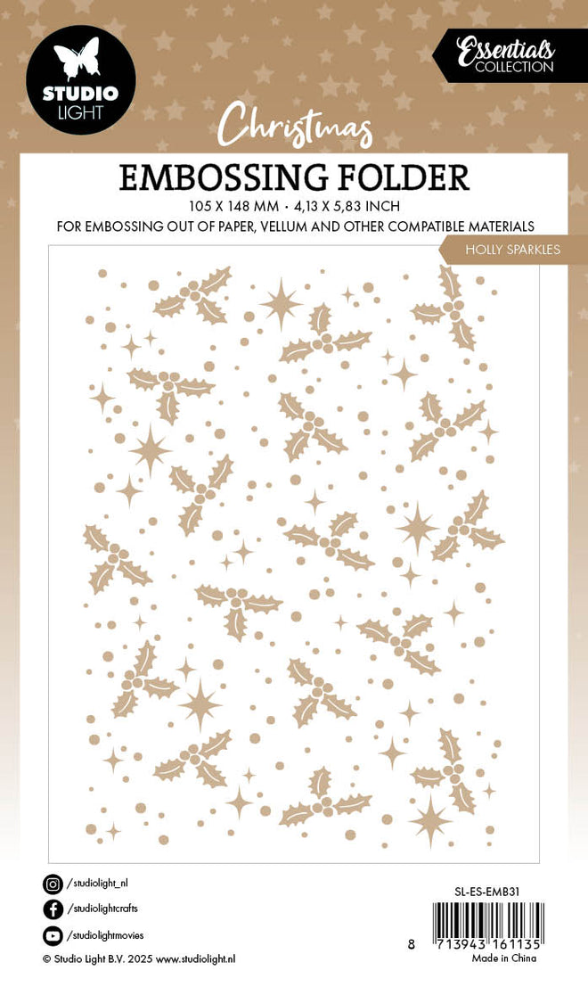 SL Embossing Folder Holly Sparkles Essentials 1 Piece