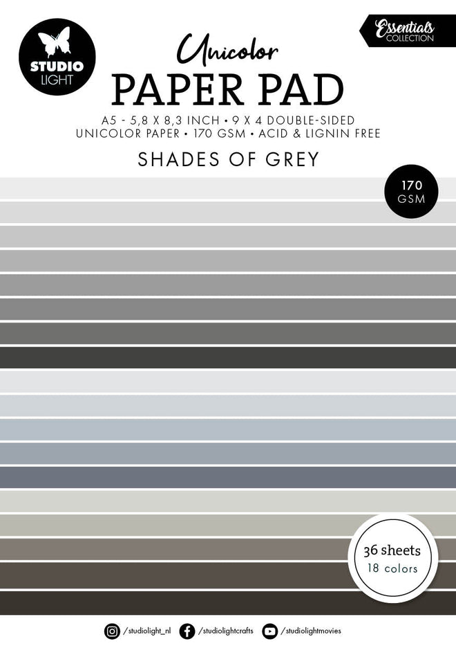 SL Unicolor Paper Pad Shades Of Grey Essentials 36 SH