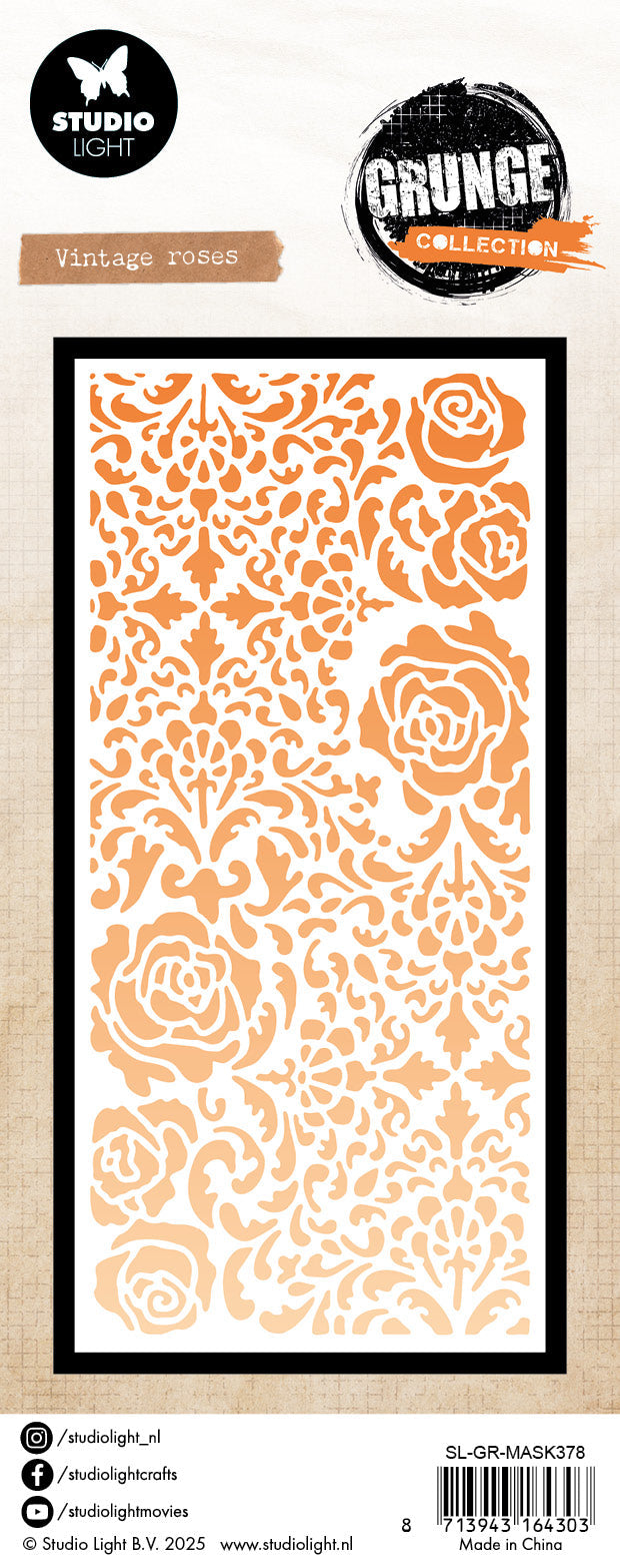 SL Mask Vintage Roses Grunge Collection 100x150x1mm 1 Pieces