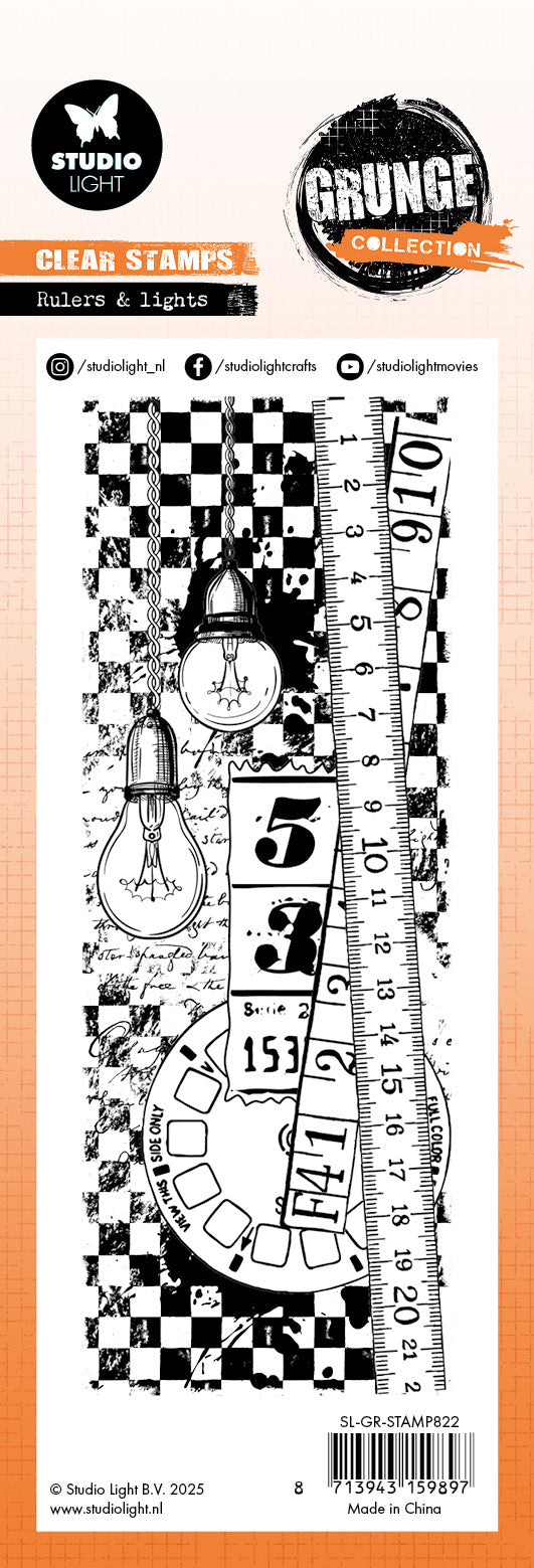 SL Clear Stamp Rulers & Lights Grunge Collection 1 PC
