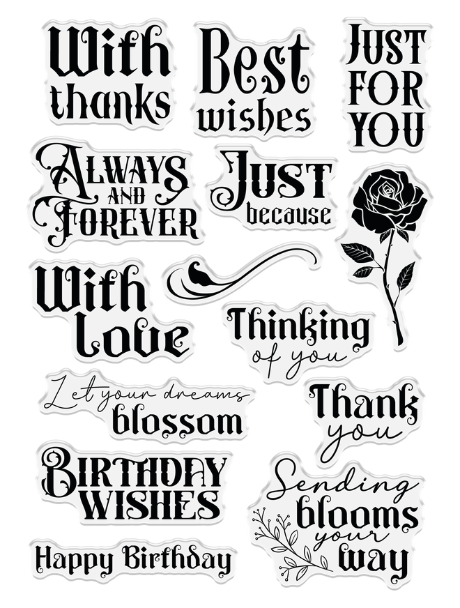 Sara Signature Thorn & Bloom Clear Acrylic Stamp Set - Sending Blooms