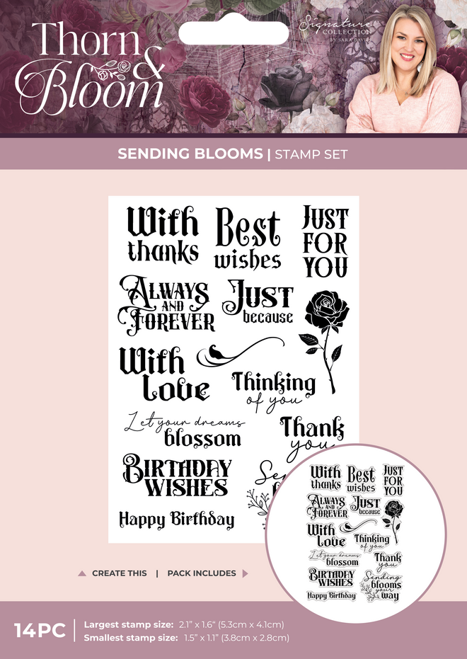 Sara Signature Thorn & Bloom Clear Acrylic Stamp Set - Sending Blooms