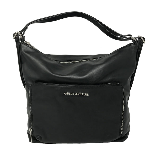 Sac à main en Cuir véritable Transformable Noir - Alexandra