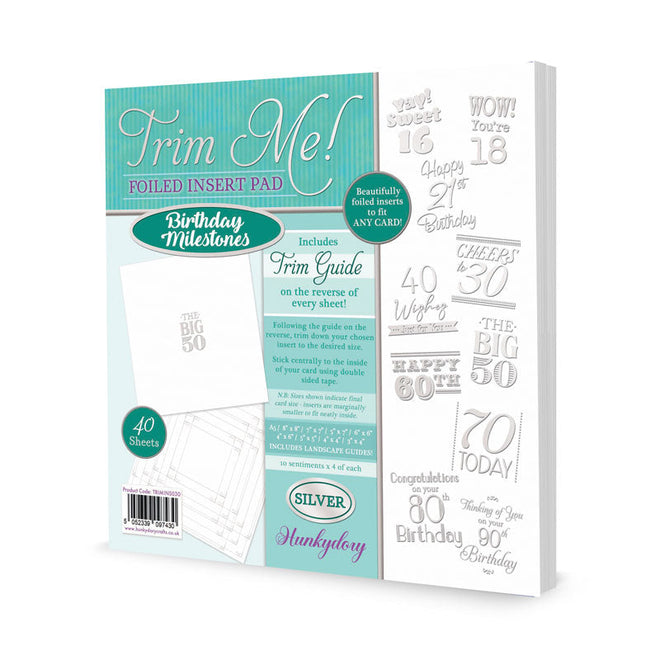 Trim Me! Foiled Insert Pad - Birthday Milestones - Silver