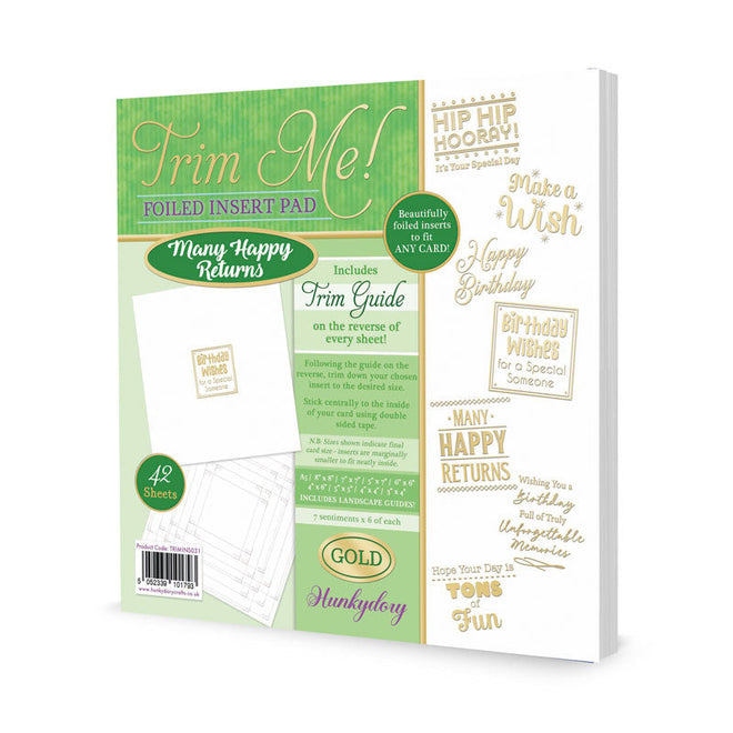 Trim Me! Foiled Insert Pad - Many Happy Returns - Gold