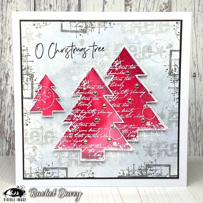 Visible Image Christmas Tree Grunge - A6 Stamp Set