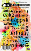 Visible Image Grunge Birthday Words - A6 Stamp Set