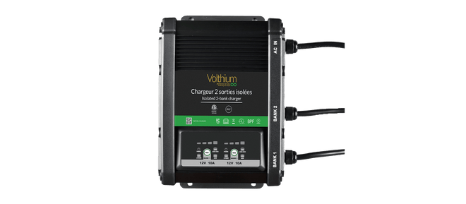 Volthium 2-Bank 20A Lithium Battery Charger - 10A Per Bank