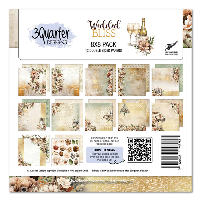 3Quarter Designs Wedded Bliss 8x8 Paper Pack