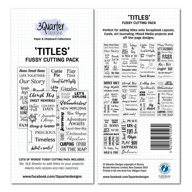 3Quarter Designs Fussy Cutting - Titles