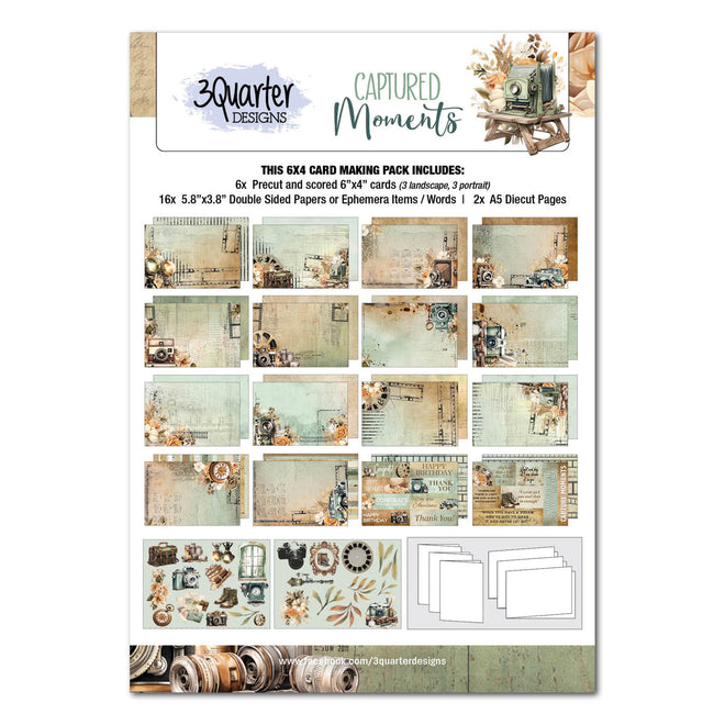 3Quarter Designs Captured Moments 6x4 Card Pack