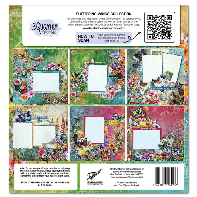 3Quarter Designs Fluttering Wings 12x12 Design Paper & Diecuts Set