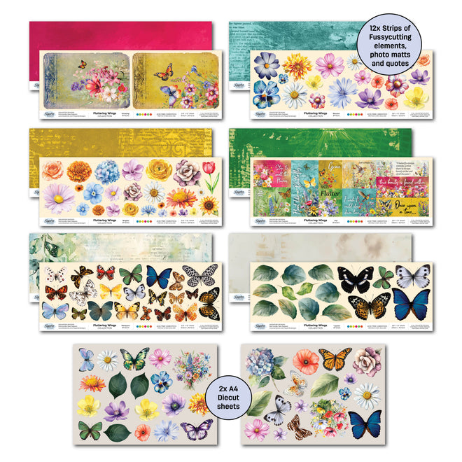 3Quarter Designs Fluttering Wings 12x12 Design Paper & Diecuts Set