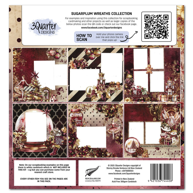 3Quarter Designs Sugarplum Wreath 12x12 Design Paper & Diecuts Set