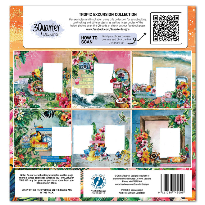 3Quarter Designs Tropic Excursion 12x12 Design Paper & Diecuts Set