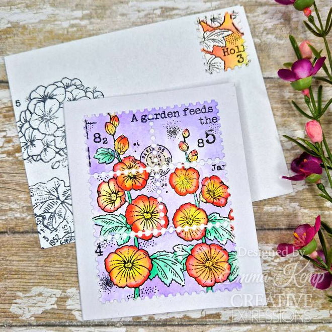 Woodware Clear Singles Mini Geranium 3 in x 4 in Stamp Set