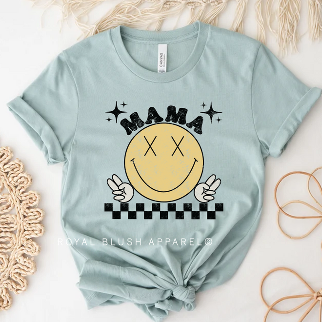Yellow Smiley Mama Graphic T-Shirt