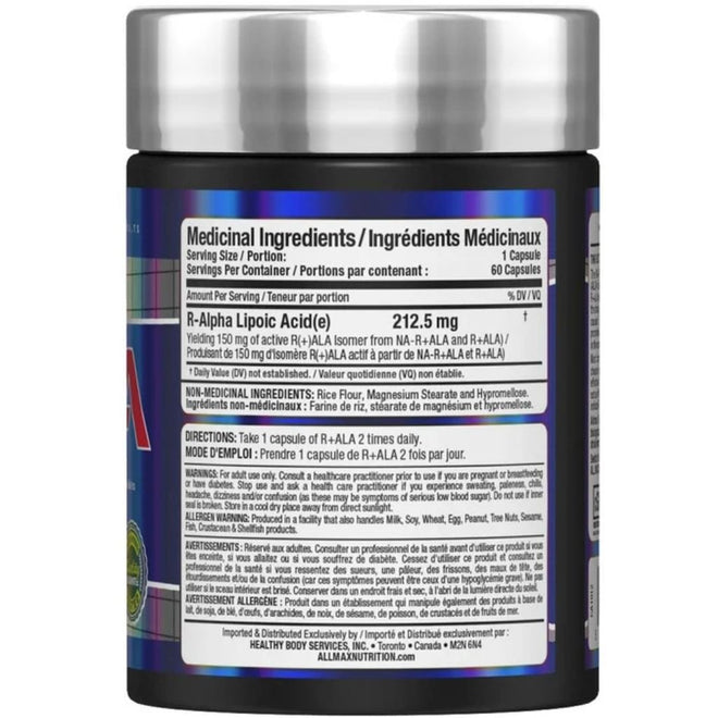Allmax R-ALA, (Alpha Lipoic Acid), 60 Caps