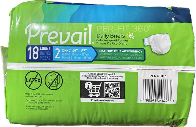 Prevail Per-Fit 360 Daily Briefs Maximum Plus Absorbency Size 2, 18 count